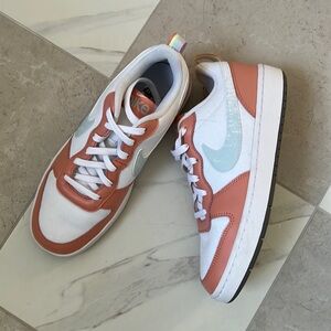 Youth 6.5 coral and blue rainbow Nike sneakers